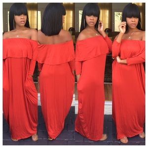 Rust Off Shoulder Maxi